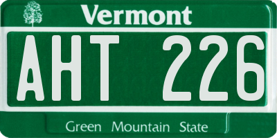 VT license plate AHT226