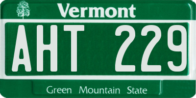 VT license plate AHT229