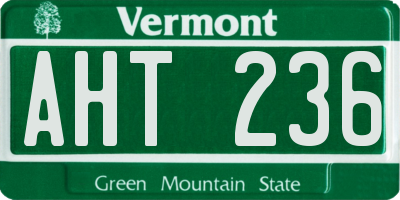 VT license plate AHT236