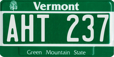 VT license plate AHT237