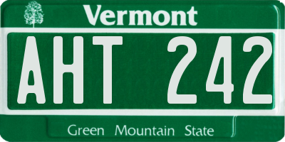 VT license plate AHT242