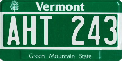 VT license plate AHT243