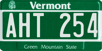 VT license plate AHT254
