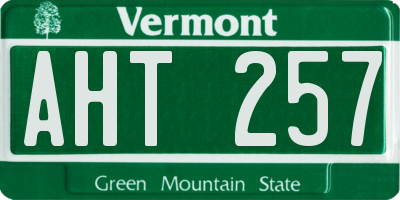 VT license plate AHT257