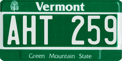 VT license plate AHT259