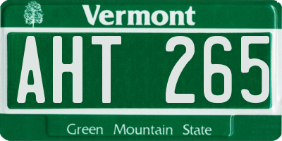 VT license plate AHT265