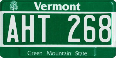 VT license plate AHT268