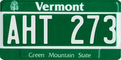 VT license plate AHT273