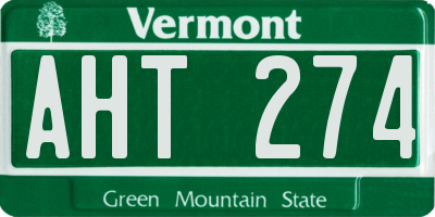 VT license plate AHT274