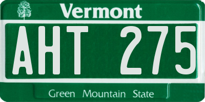 VT license plate AHT275