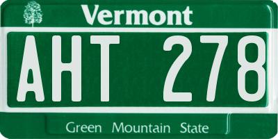 VT license plate AHT278