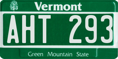 VT license plate AHT293