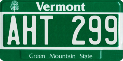 VT license plate AHT299