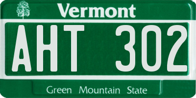 VT license plate AHT302