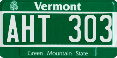 VT license plate AHT303