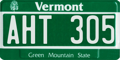 VT license plate AHT305
