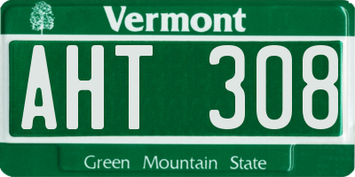 VT license plate AHT308