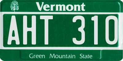 VT license plate AHT310