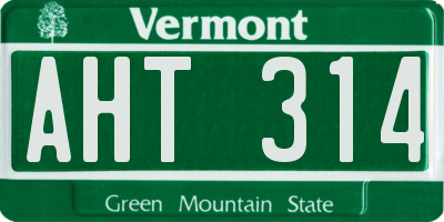 VT license plate AHT314