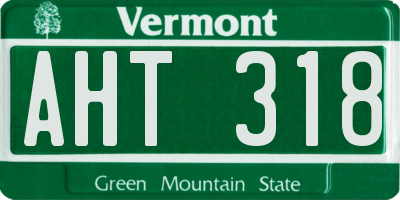 VT license plate AHT318