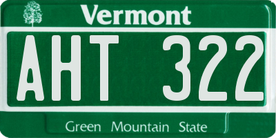 VT license plate AHT322
