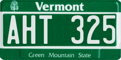 VT license plate AHT325