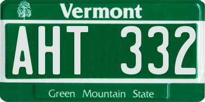 VT license plate AHT332