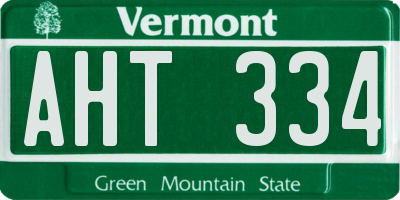 VT license plate AHT334