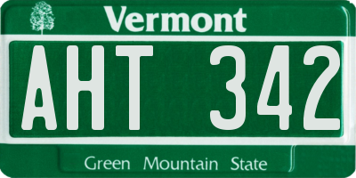VT license plate AHT342