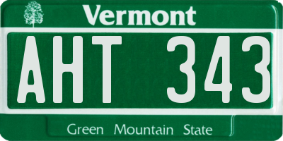 VT license plate AHT343