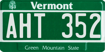 VT license plate AHT352