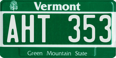 VT license plate AHT353