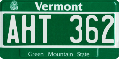 VT license plate AHT362