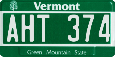 VT license plate AHT374