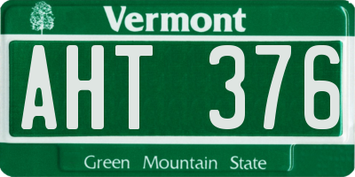 VT license plate AHT376