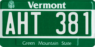 VT license plate AHT381