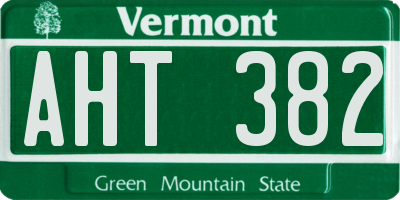 VT license plate AHT382