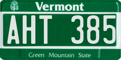 VT license plate AHT385