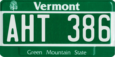 VT license plate AHT386