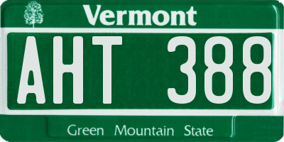 VT license plate AHT388
