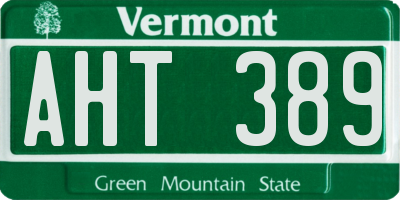 VT license plate AHT389