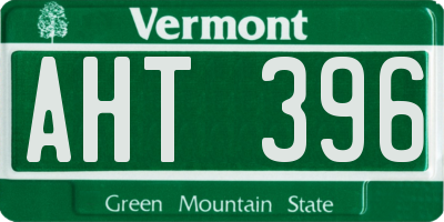 VT license plate AHT396