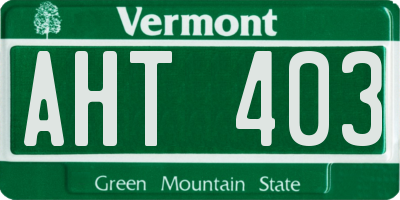 VT license plate AHT403