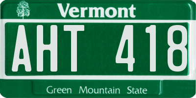 VT license plate AHT418