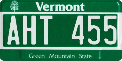 VT license plate AHT455
