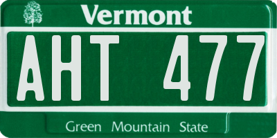 VT license plate AHT477