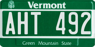 VT license plate AHT492