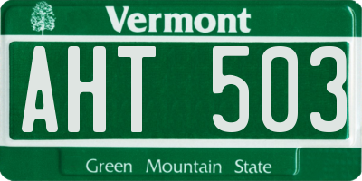 VT license plate AHT503