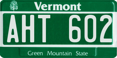 VT license plate AHT602