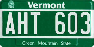 VT license plate AHT603